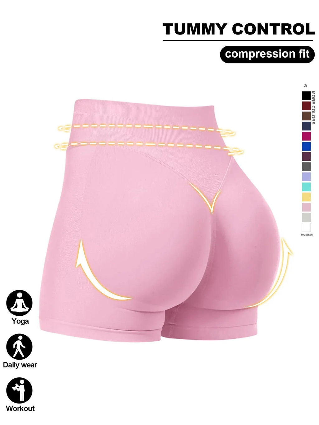 Women'S High Waist Sporty Yoga Shorts, Plain Design, Breathable & Stretchy, Ideal for Running, Gym, Cycling, All Seasons, Breathable Athletic Shorts