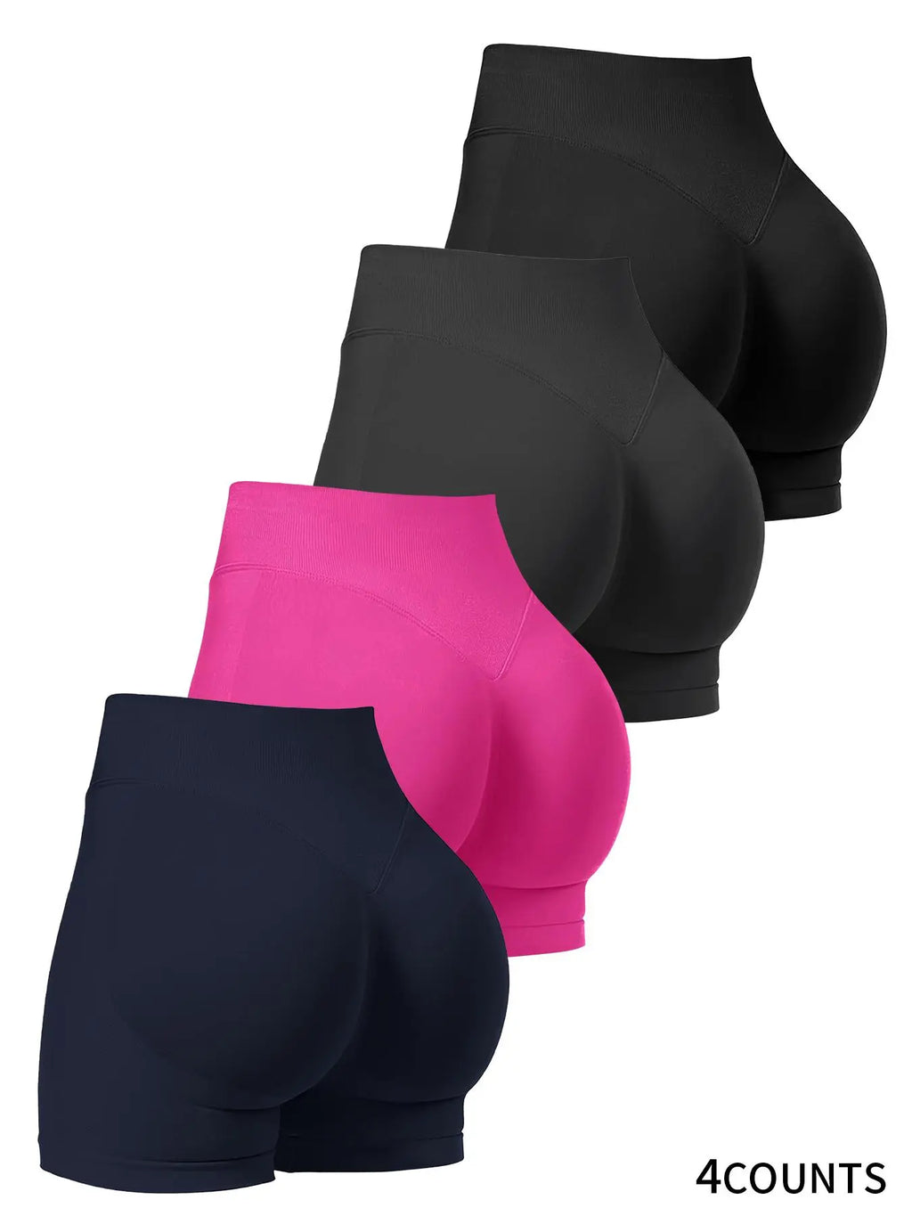 Women'S High Waist Sporty Yoga Shorts, Plain Design, Breathable & Stretchy, Ideal for Running, Gym, Cycling, All Seasons, Breathable Athletic Shorts